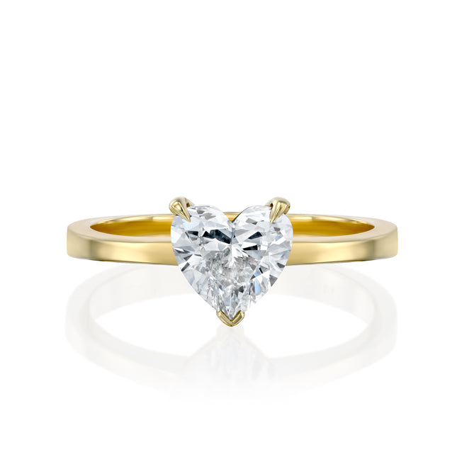 טבעת אירוסין טבעית סוליטר לב