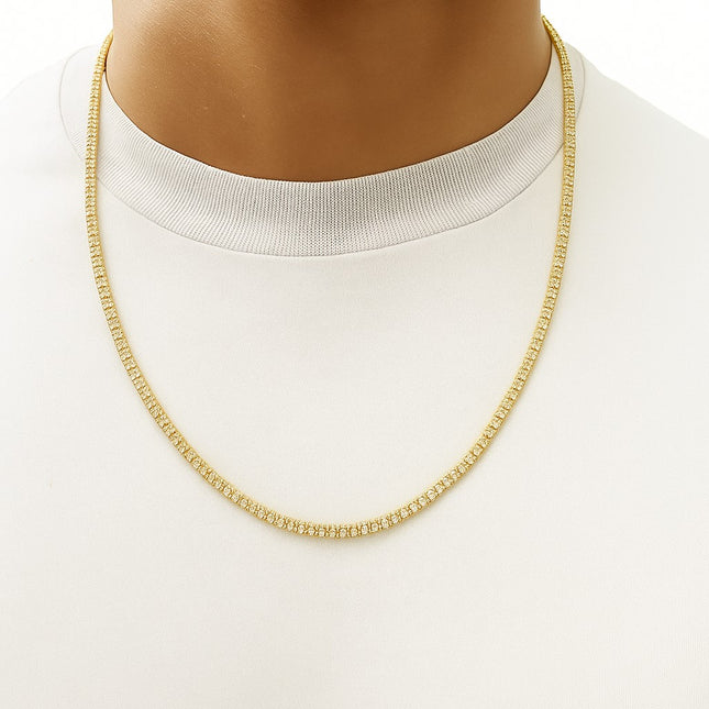 שרשרת אייס ICE מזהב צהוב 14 קראט עם חריטה יהלומית וברק מרהיב