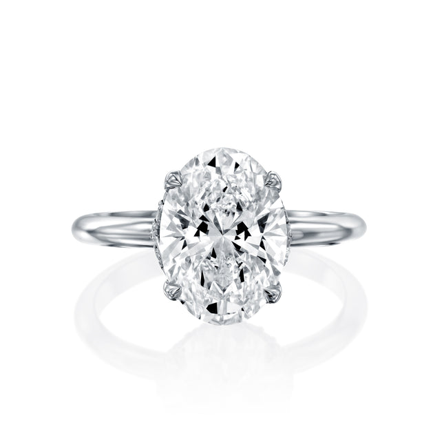 טבעת אירוסין "ג'סי" אובל זהב לבן