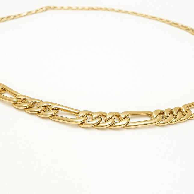 שרשרת גורמט פיגארו מזהב צהוב 14 קראט בעיצוב יוקרתי ומודרני