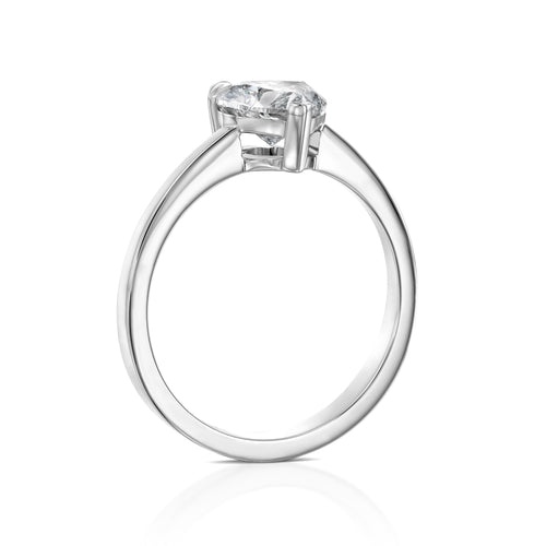 טבעת אירוסין טבעי סוליטר לב 1.01 קראט מזהב לבן