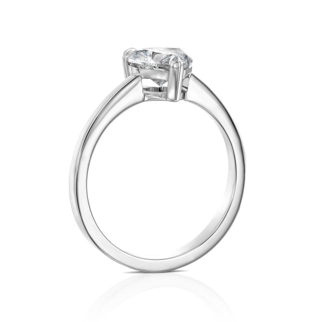 טבעת אירוסין טבעי סוליטר לב 1.01 קראט מזהב לבן