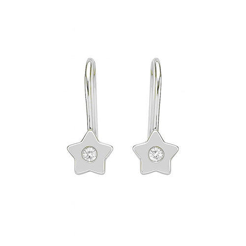 עגילי כוכב תלויים לילדות מזהב עם זירקון עדין