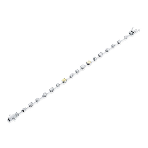 צמיד טניס עבודת יד בזהב לבן משובץ יהלומים טבעיים בצבעים שונים 3.25 קראט