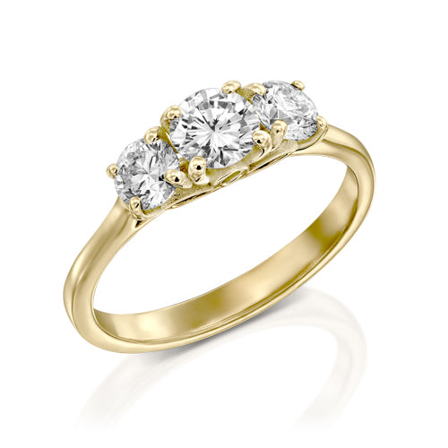 טבעת אירוסין "פרח שלושה יהלומים"