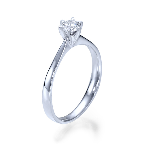 טבעת אירוסין סוליטר "דונה" זהב לבן