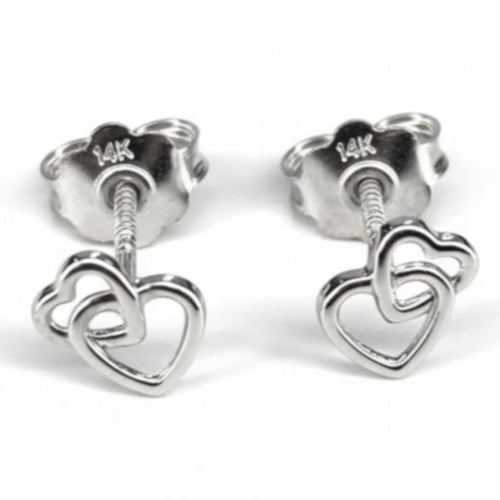 עגילי לבבות חופפים לילדות מזהב מבריק