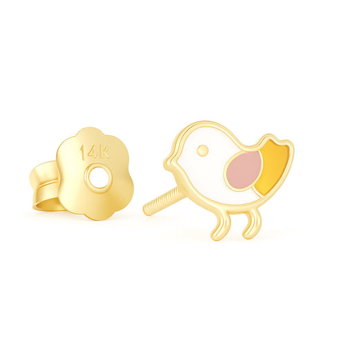 עגילי ציפור לילדות בעיצוב צבעוני