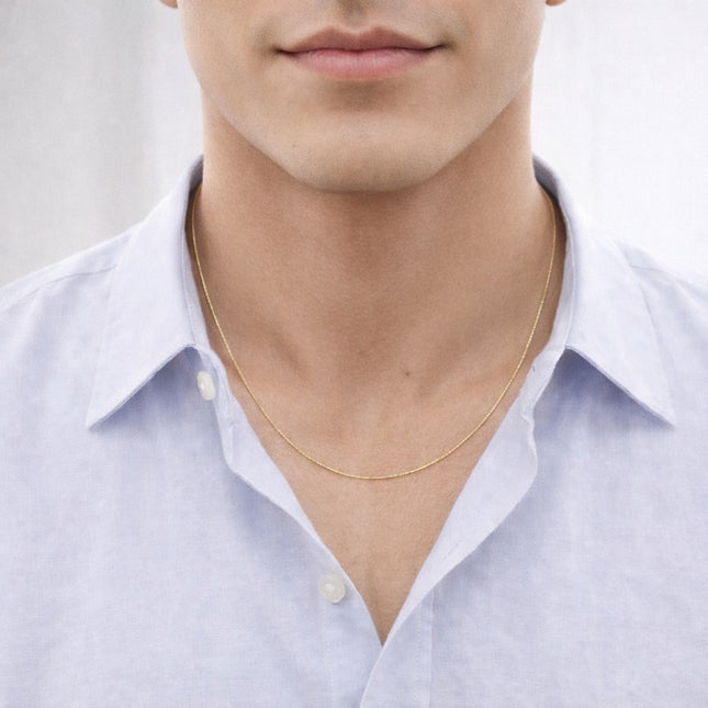 שרשרת ונציה מזהב צהוב או לבן בעיצוב חוליות בוקס מדויקות