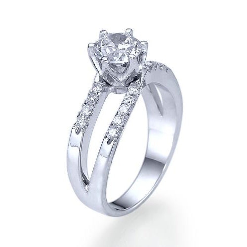 טבעת אירוסין זהב לבן "גל"