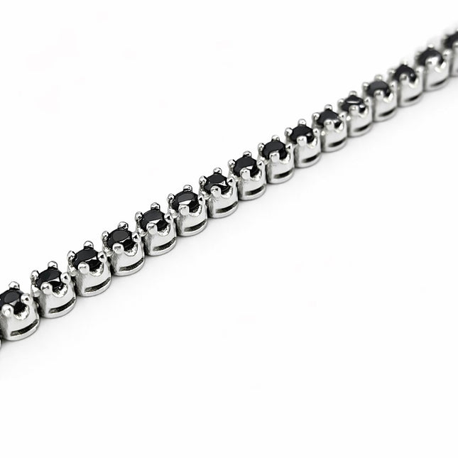 צמיד טניס כתר מזהב צהוב ולבן עם יהלומים טבעיים שחורים