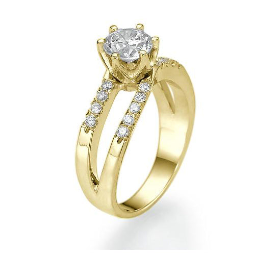 טבעת אירוסין זהב צהוב "גל"