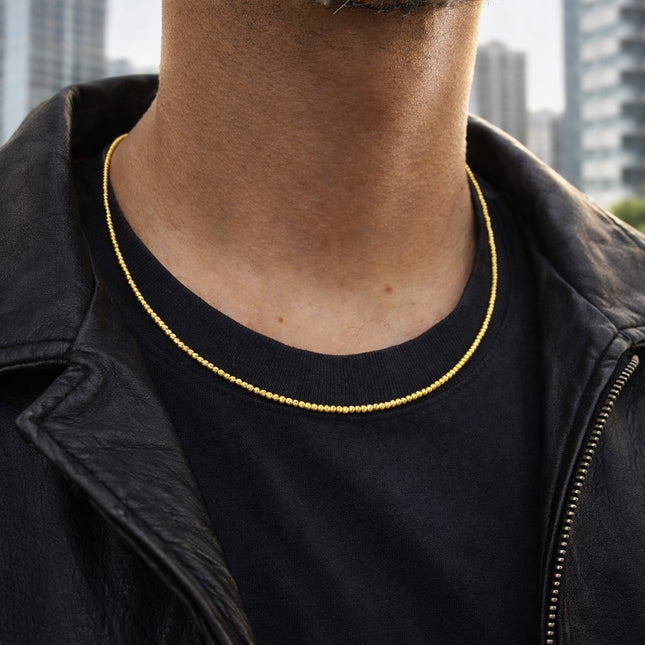 שרשרת כדורים מזהב צהוב בעיצוב עגול קלאסי