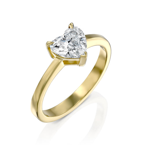 טבעת אירוסין טבעית סוליטר לב