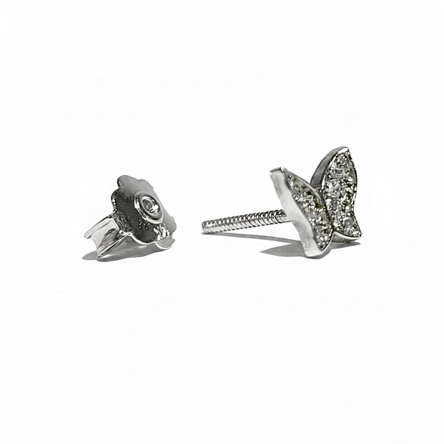 עגילי פרפר לילדות מזהב משובצי זירקונים