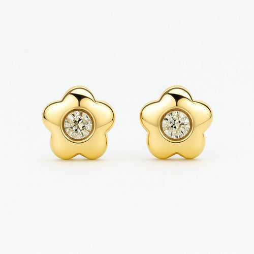 עגילי כוכב לילדות מזהב משובצים זירקון