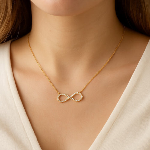 שרשרת יהלומים בעיצוב אינפיניטי אינסוף משובצת יהלומים 0.30 קראט