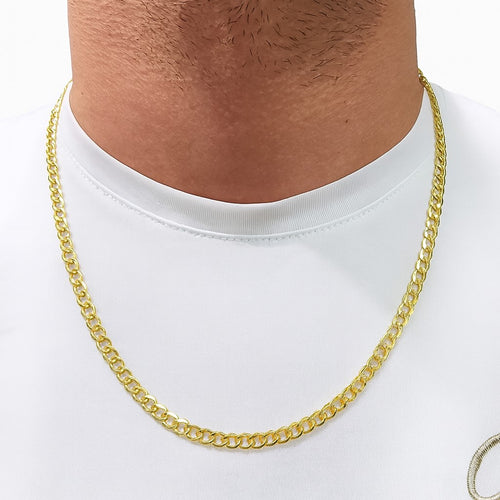 שרשרת זהב צהוב 14K בעיצוב קלאסי יוקרתי לגבר עם ברק מרשים