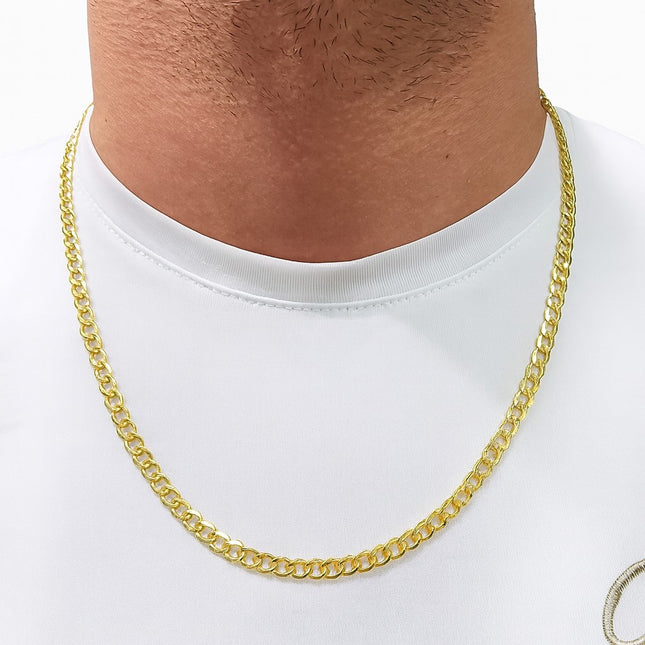 שרשרת זהב צהוב 14K בעיצוב קלאסי יוקרתי לגבר עם ברק מרשים