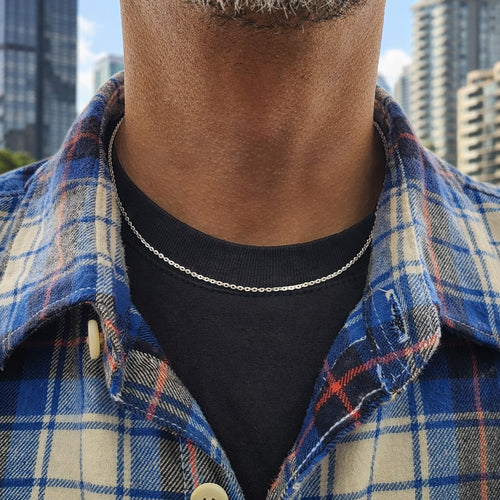 שרשרת אנקר מזהב לבן וצהוב בעיצוב קלאסי עם חוליות