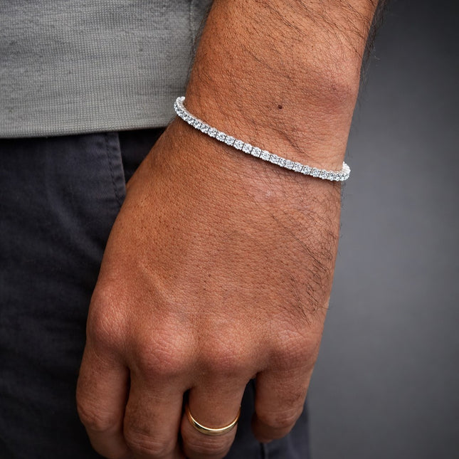 צמיד טניס לגבר מזהב לבן או צהוב משובץ יהלומי מעבדה