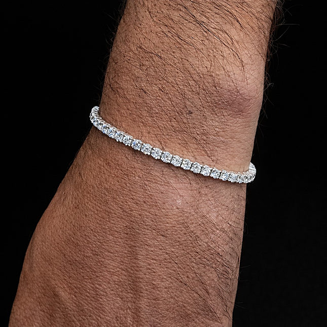 צמיד טניס לגבר מזהב לבן או צהוב משובץ יהלומי מעבדה