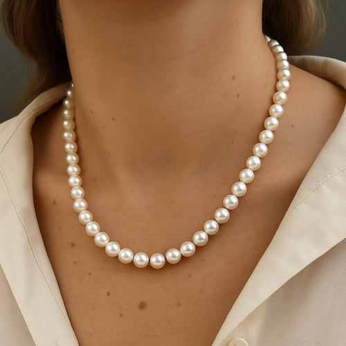 שרשרת פנינים קלאסית בעיצוב יוקרתי ונשי עם ברק טבעי ועדין