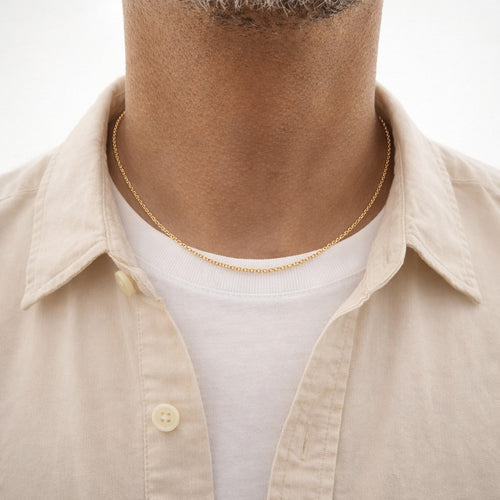 שרשרת אנקר מזהב לבן וצהוב בעיצוב קלאסי עם חוליות