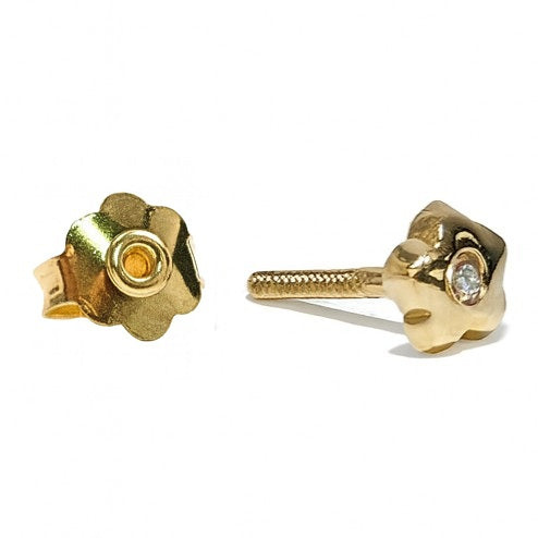 עגילי כוכב לילדות מזהב משובצים זירקון