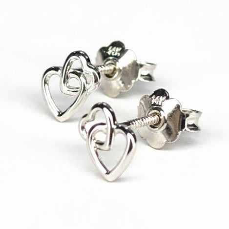 עגילי לבבות חופפים לילדות מזהב מבריק