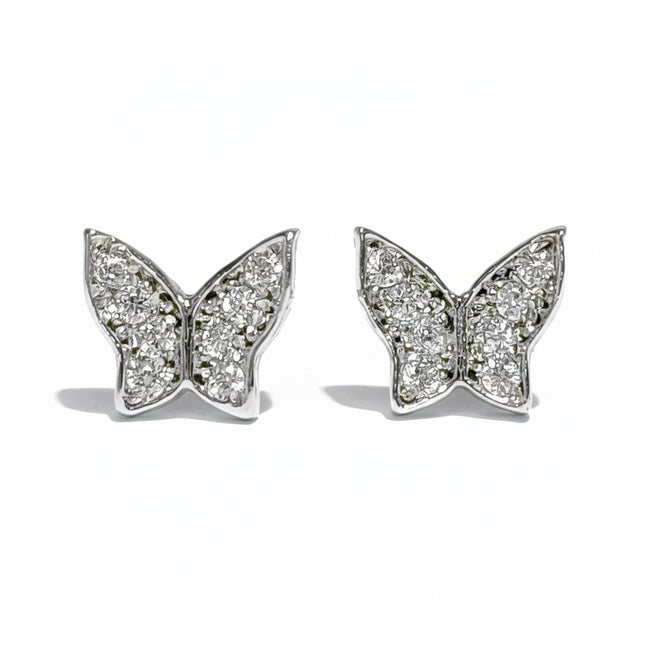 עגילי פרפר לילדות מזהב משובצי זירקונים