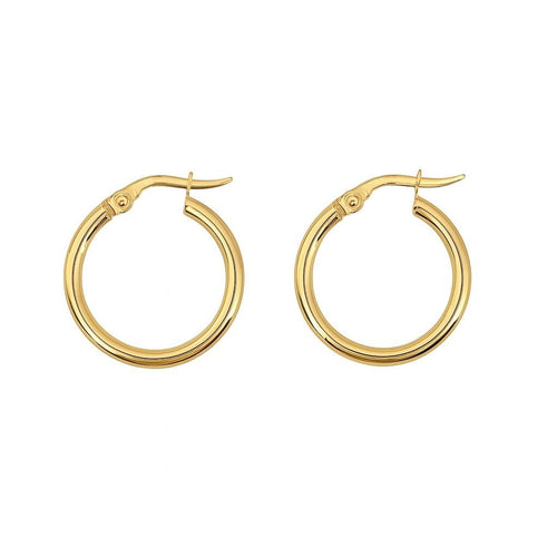 עגילי חישוק זהב בקוטר 2.2 ס"מ בעיצוב קלאסי ונקי למראה יומיומי אלגנטי