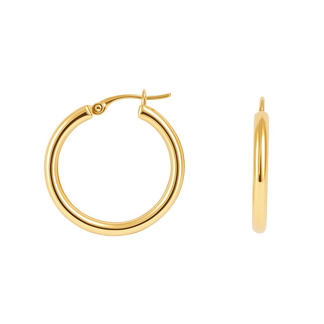 עגילי חישוק קוטר 2.6 ס"מ זהב אלגנטיים בעיצוב יוקרתי ונקי למראה מודרני ומדויק