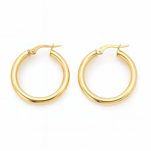 עגילי חישוק קוטר 2.6 ס"מ זהב אלגנטיים בעיצוב יוקרתי ונקי למראה מודרני ומדויק