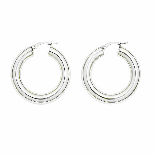 עגילי חישוק קוטר 3.1 ס"מ מזהב עבים ומבריקים בעיצוב יוקרתי ליצירת מראה מודגש ועדין