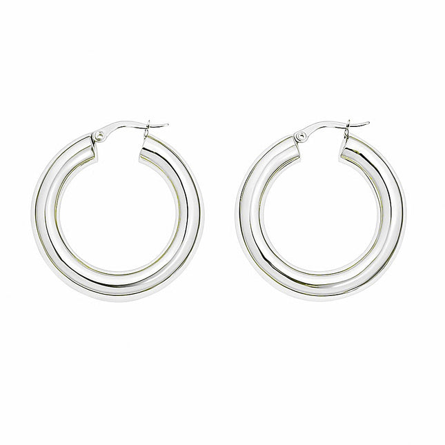 עגילי חישוק קוטר 3.1 ס"מ מזהב עבים ומבריקים בעיצוב יוקרתי ליצירת מראה מודגש ועדין