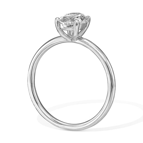 טבעת יהלום אובל "אריאנה" זהב לבן