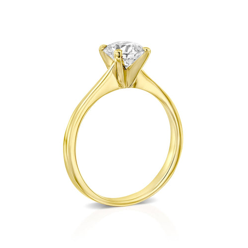 טבעת אירוסין יהלום מעבדה דייזי מזהב צהוב