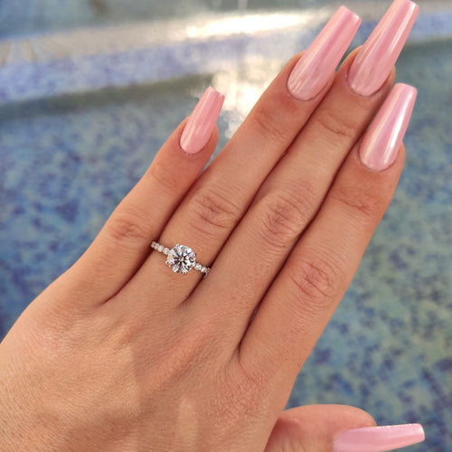 טבעת יהלומי מעבדה "ליז" זהב לבן