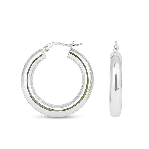 עגילי חישוק קוטר 3.1 ס"מ מזהב עבים ומבריקים בעיצוב יוקרתי ליצירת מראה מודגש ועדין