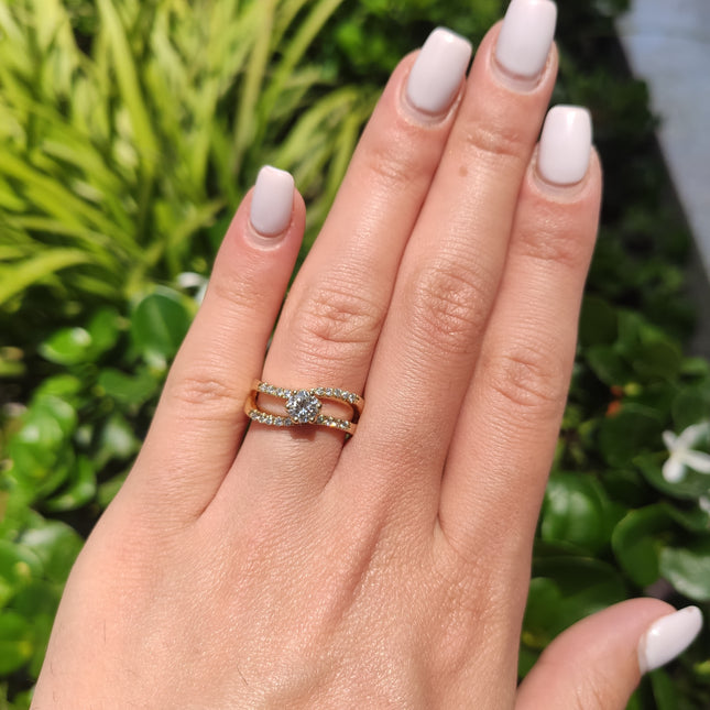 טבעת אירוסין זהב לבן "גל"