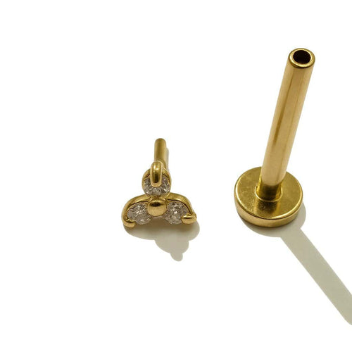 עגיל פירסינג (בודד) משובץ 3 יהלומים