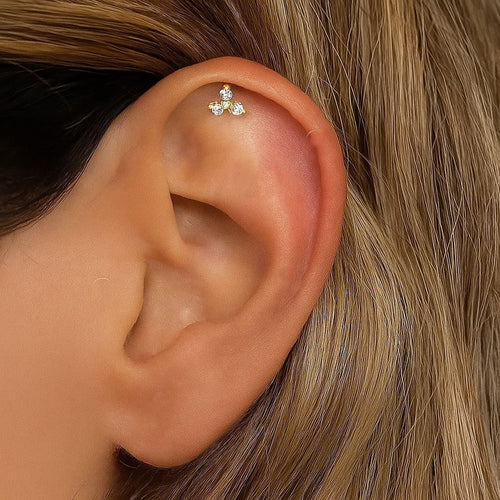 עגיל פירסינג (בודד) משובץ 3 יהלומים