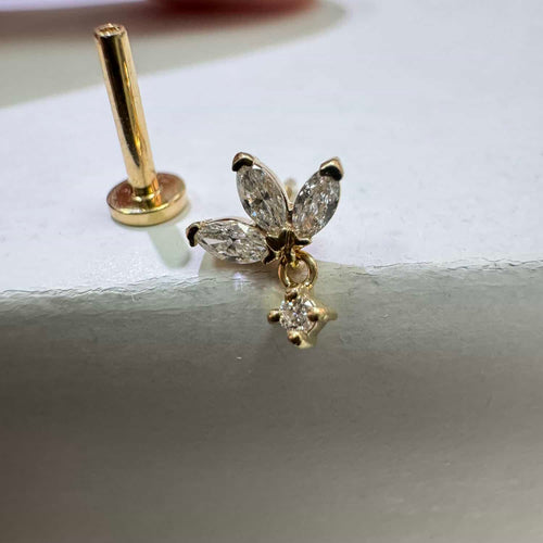 עגיל פירסינג יהלום (בודד) מרקיזה