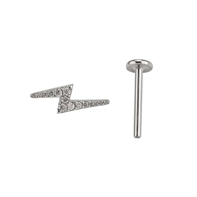 עגיל פירסינג ברק משובץ יהלומים (בודד) זהב  14 קראט