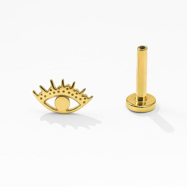 עגיל הליקס זהב בצורת עין עם ריסים תכשיט יוקרתי ייחודי