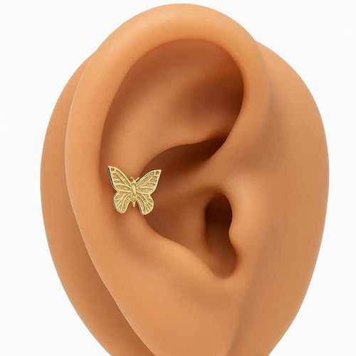 עגילי פירסינג הליקס (בודד) בעיצוב פרפר מזהב 14 קראט