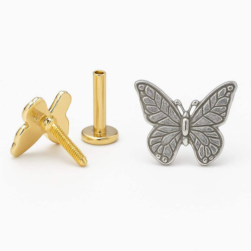 עגילי פירסינג הליקס (בודד) בעיצוב פרפר מזהב 14 קראט