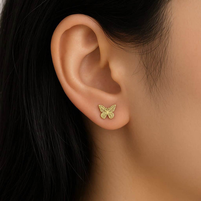 עגילי פירסינג הליקס (בודד) בעיצוב פרפר מזהב 14 קראט