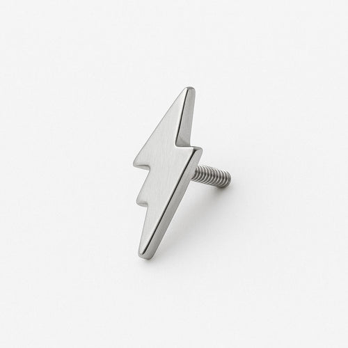 עגיל ברק לפירסינג (בודד) מזהב לבן מבריק  עגיל טרנדי בסגנון